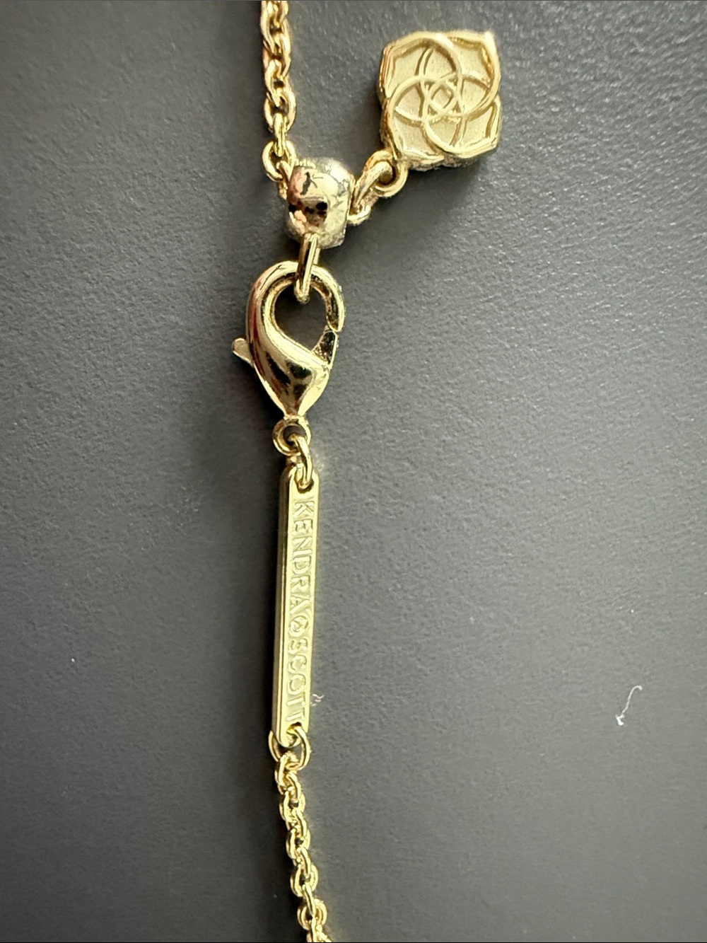 Kendra Scott Gold Necklace with Pink Teardrop Pendant - Picture 2 of 3